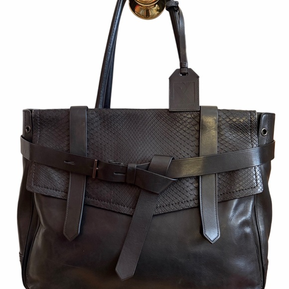 Reed Krakoff Handbags - Reed Krakoff Black Leather / Python Boxer Tote‎